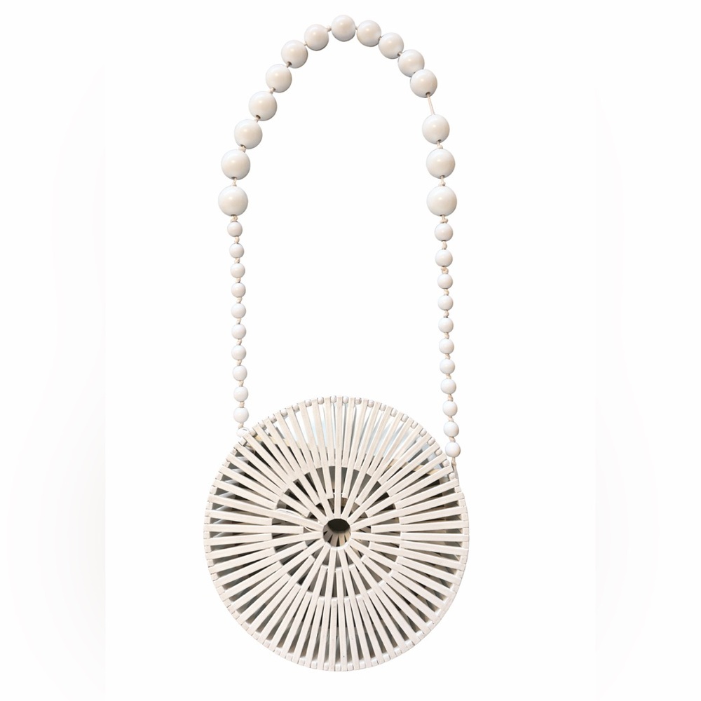 Stylish White Wood Beaded Women's Bag